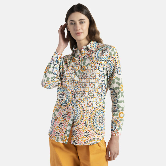 (image for) Camicia in cotone con stampa mosaico F08251016-01125 harmont & blaine logo