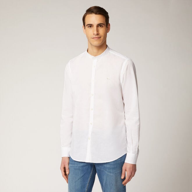 (image for) Shop Online Linen and cotton shirt with mandarin collar F08251016-01010