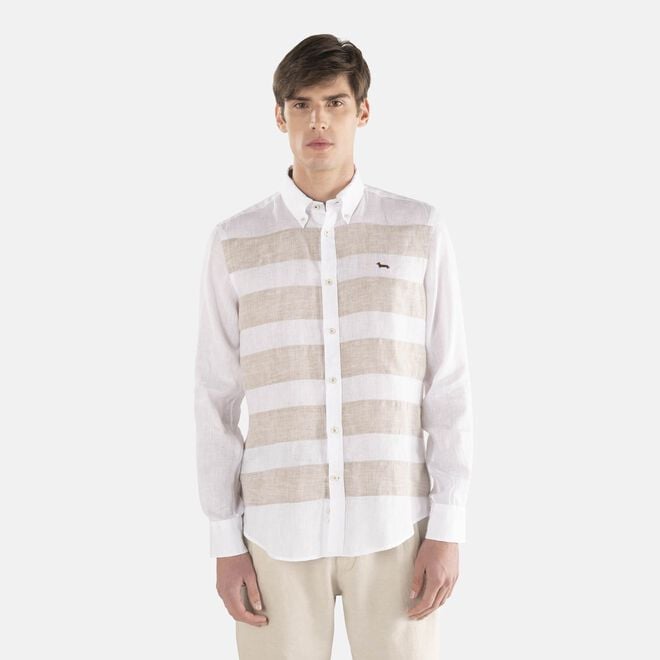 (image for) Prezzi Camicia in lino con bande orizzontali F08251016-0890