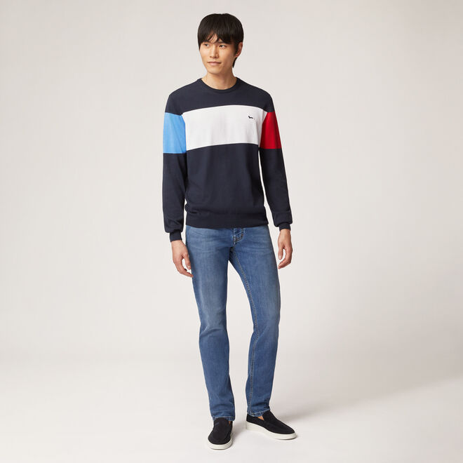 (image for) Organic cotton crew-neck with contrasting bands F08251016-0615 sito ufficiale harmont & blaine
