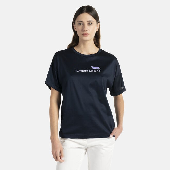 (image for) harmont e blaine saldi 70 T-shirt in cotone con stampa logo F08251016-01115 Shop On Line - Click Image to Close