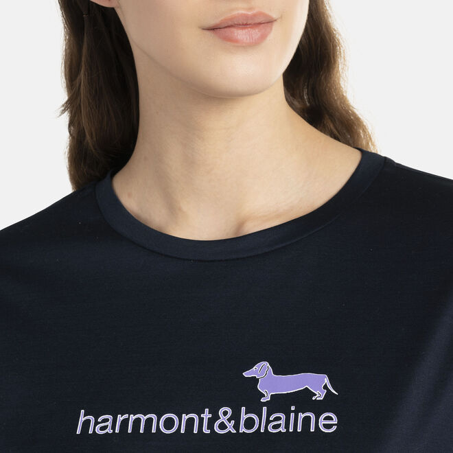 (image for) harmont e blaine saldi 70 T-shirt in cotone con stampa logo F08251016-01115 Shop On Line