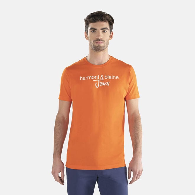 (image for) Sconti T-shirt in cotone con scritta a contrasto F08251016-0934 sito ufficiale harmont & blaine