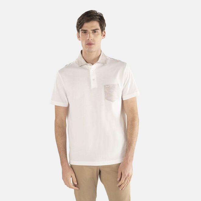 (image for) harmont and blaine outlet Polo shirt with contrasting collar and breast pocket F08251016-0679